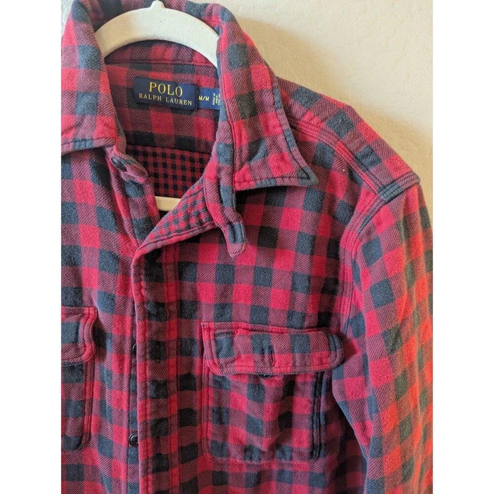 Men's Polo Ralph Lauren Buffalo Plaid Two-Ply Flannel Shirt Sz M Cabincore